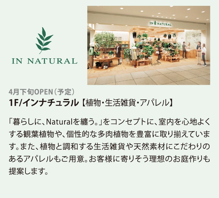 1F/インナチュラル 【植物・生活雑貨・アパレル】